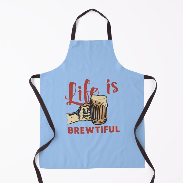 Item preview, Life is Brewtiful – Funny Beer Quote with Hand Holding a Beer Illustration designed and sold by Merch Alchemy.