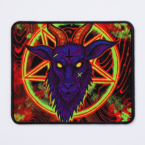 Item preview, halloween horror nights Demonic Goat Head with Glowing Eyes Occult Art designed and sold by Uglyandcute.