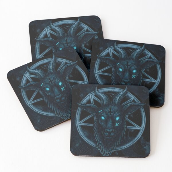 Item preview, Demonic Goat Head with Glowing Eyes Occult Art designed and sold by Uglyandcute.