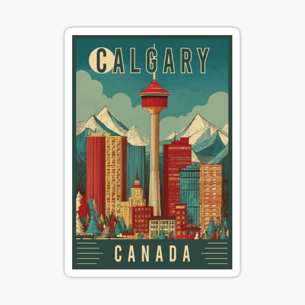 Aperçu de l'œuvre Explorez les paysages urbains et montagneux pittoresques de Calgary, au Canada - Travel Art créée et vendue par turtlestart.