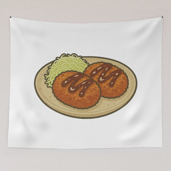 Item preview, Korokke Japanese Croquette Design – Comfort Food Art with Cabbage and Sauce designed and sold by Vendeloc.