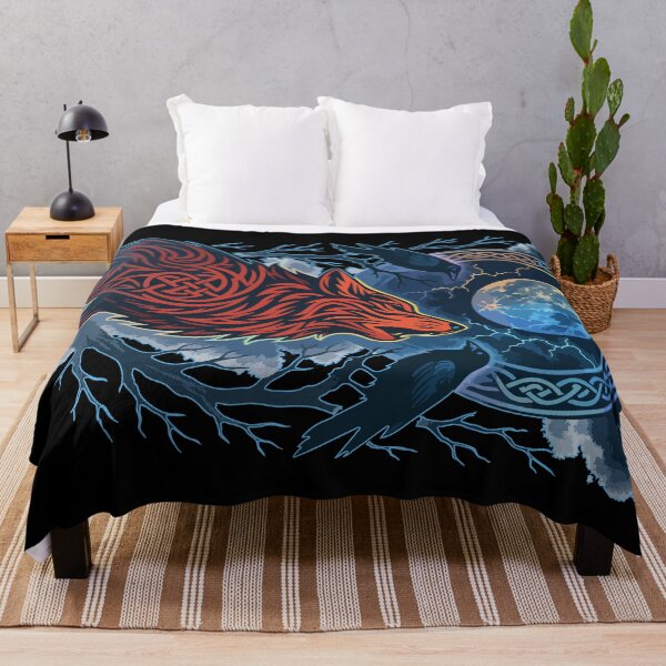Item preview, Genial Fenrir Lobo Hugin Munin Cuervos Valhalla Nórdico designed and sold by TomFrontierArt.