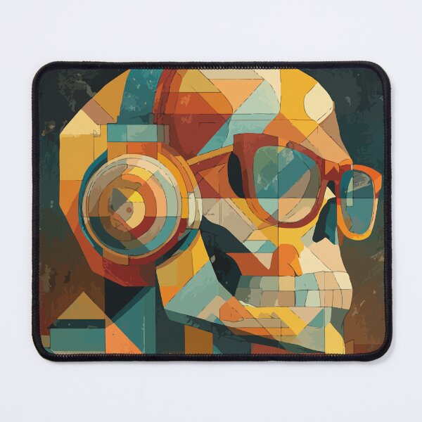 Item preview, Colorful Cubist Skull with Headphones and Sunglasses designed and sold by Moss and Moon Studio.