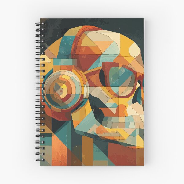 Item preview, Colorful Cubist Skull with Headphones and Sunglasses designed and sold by Moss and Moon Studio.