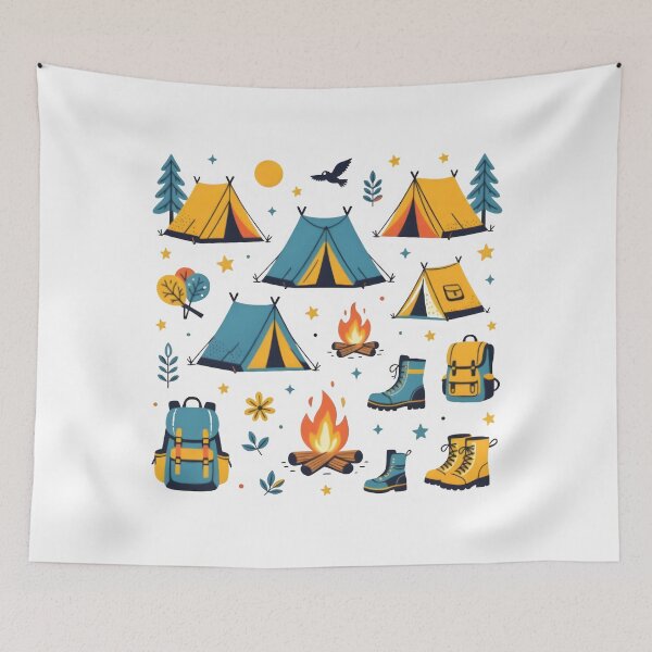 Item preview, CAMPING THEMED DOODLES designed and sold by KISHNAY-FASHION.