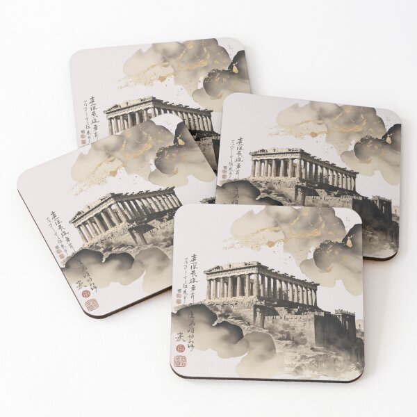 Item preview, Athenian Parthenon atop the Acropolis rendered in a traditional Japanese style with meticulous detail. designed and sold by 123ks.