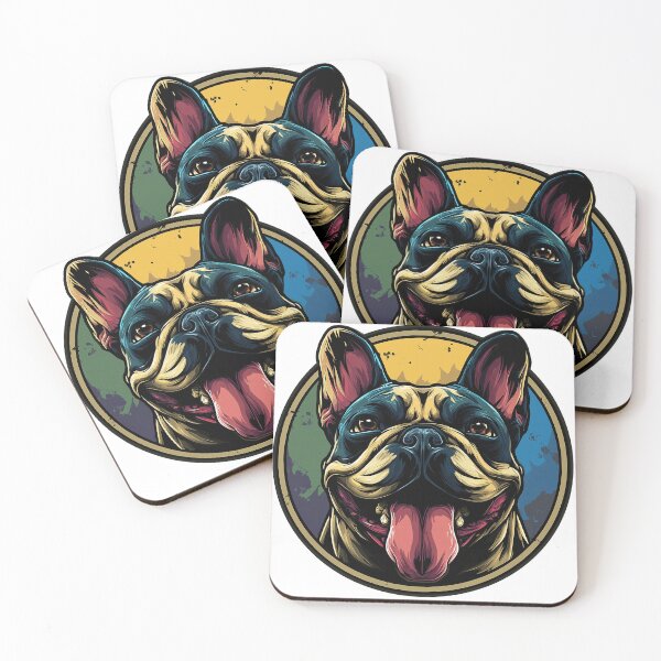 Artikelvorschau, Französische Bulldogge lächelt - Bunte Cartoon-Hundekunst für Frenchie-Liebhaber entworfen und verkauft von Mobtown Arts.