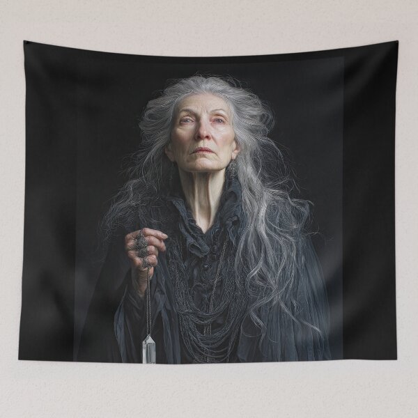Item preview, Elder Oracle Woman With Crystal Pendulum designed and sold by Shannon Hilson.