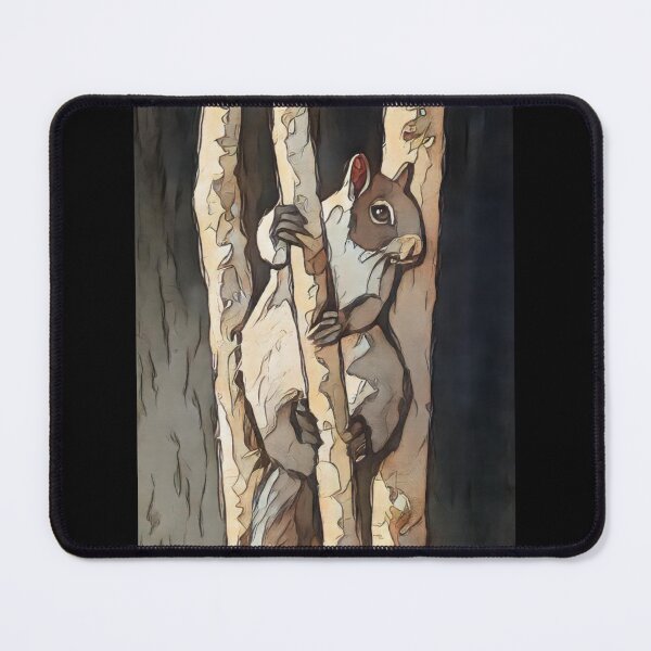Item preview, SQUIRREL on Tree Trunk, Impressionist Art designed and sold by JoyfulWhimsy.