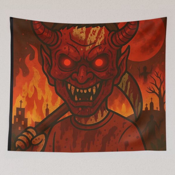 Item preview, Blood-Soaked Devil Mask Killer Halloween Art designed and sold by Uglyandcute.