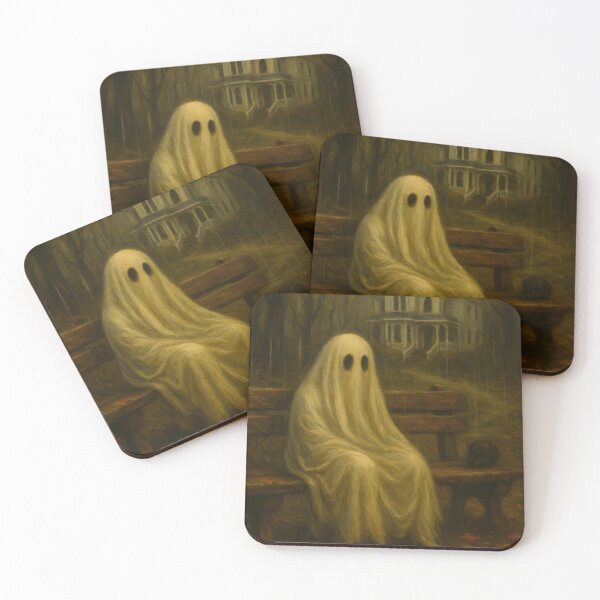 Item preview, Lonely Ghost Waits in Rain Near Haunted House designed and sold by Stickteez.