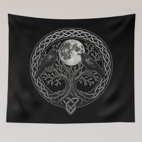 Item preview, Huginn And Muninn Ravens Norse Celtic Knot Goth designed and sold by TomFrontierArt.