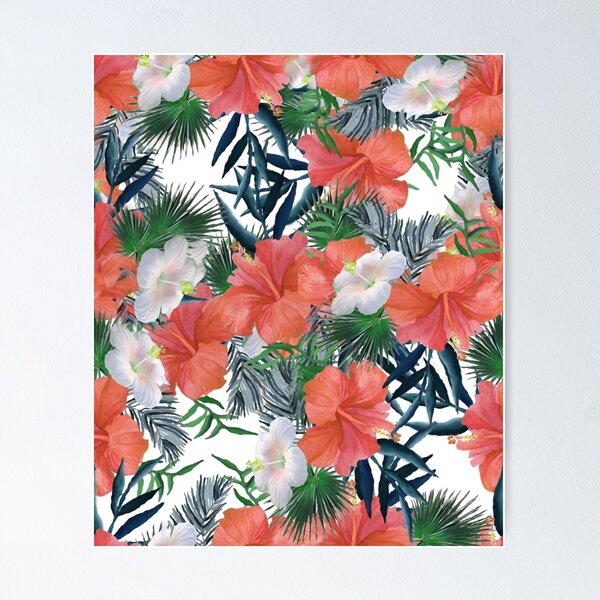 Item preview, Beautiful Red and White Hibiscus  Floral design designed and sold by pm325.