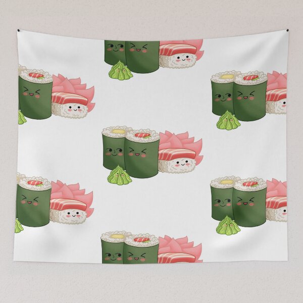 Item preview, Cute chibi japanese sushi with wasabi  designed and sold by teraMerchShop.
