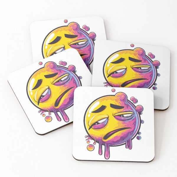 Item preview, Melting Sad Emoji Face Aesthetic – Trippy Vaporwave Mood Art for Emotional Vibes designed and sold by StickerAndLove.