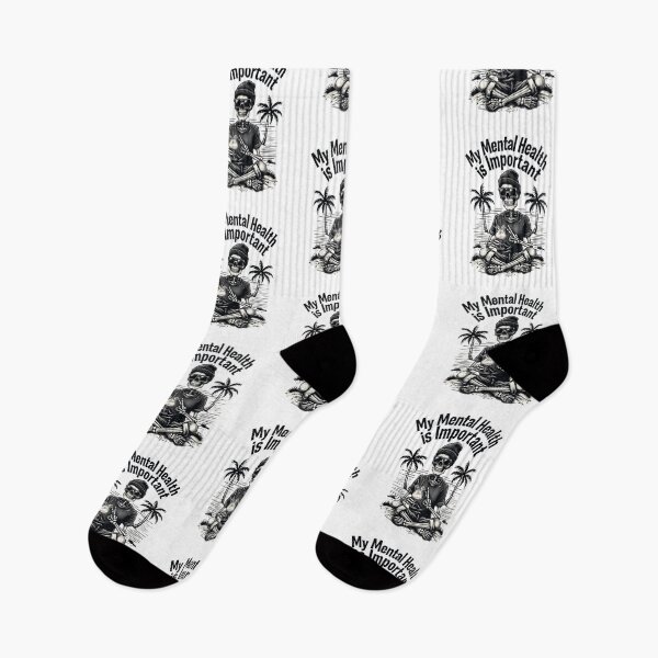 Item preview, My Mental Health is Important Skeleton – Dark Humor Beach Vibes Design designed and sold by WHDProduction45.