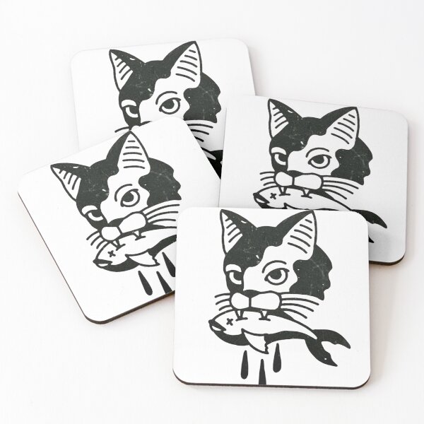 Item preview, Punk Cat and Fish Flash Graphic designed and sold by Briarpatch Designs.