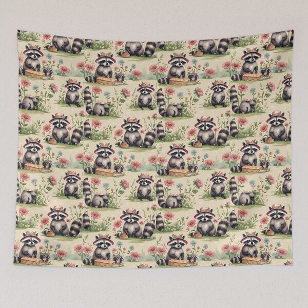Item preview, Cottage Core Raccoon Pattern designed and sold by PatronesKawai.