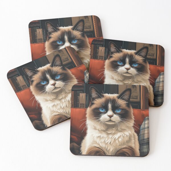 Item preview, Ragdoll Cat on Red Couch designed and sold by PetsArt.