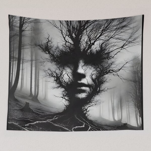 Item preview, Surreal Tree Face Art – Dark Forest Spirit Illustration designed and sold by Uglyandcute.
