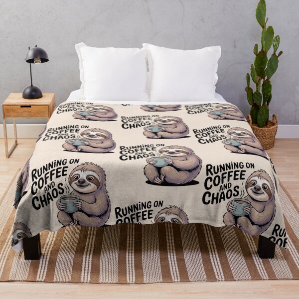 Item preview, Running on Coffee and Chaos – Cute Sloth Mug Life designed and sold by Design Delinquent.