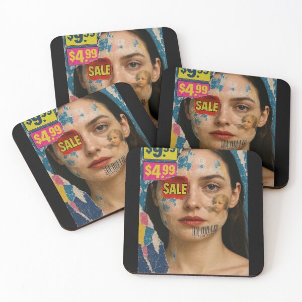 Item preview, Woman Face with Barcode and Sale Stickers – Anti Consumerism Art designed and sold by KristinaNEL.