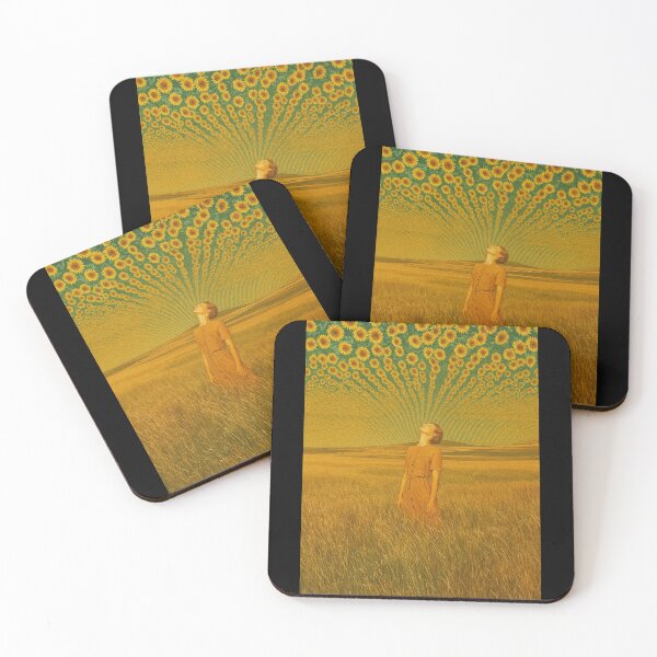 Item preview, Woman in Field with Sunflower Sky – Surreal Psychedelic Landscape designed and sold by KristinaNEL.
