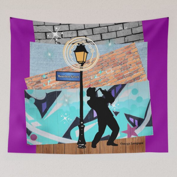 Item preview, Collage of Bourbon Street and Musician  designed and sold by artbyomega.