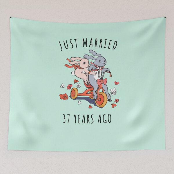 Item preview, Just Married 37 Years Ago - 37th Anniversary Couple Bunnies Tee, Phone Cases And Other Gifts designed and sold by MemWear.