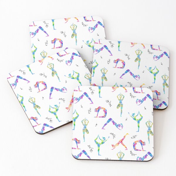 Item preview, Watercolor Women Yoga Postures Pattern designed and sold by Farissa Designs.