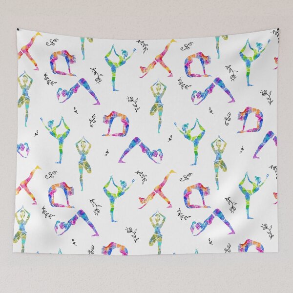 Item preview, Watercolor Women Yoga Postures Pattern designed and sold by Farissa Designs.