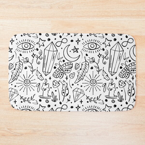 Item preview, Hand Drawn Mystical Motifs Monochrome Pattern designed and sold by Farissa Designs.