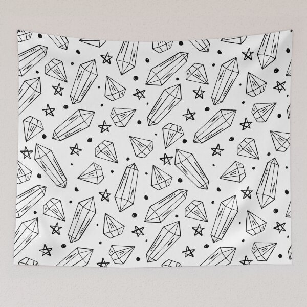 Item preview, Hand Drawn Crystals and Stars Pattern designed and sold by Farissa Designs.