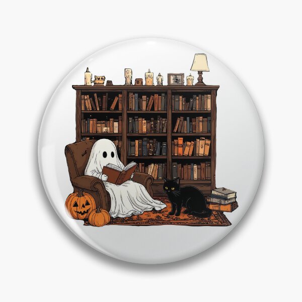 Artikelvorschau, Geister-Lesebücher – Retro-Bibliothekar Geist Halloween Lehrer Buh Schule entworfen und verkauft von LessIsLoud.