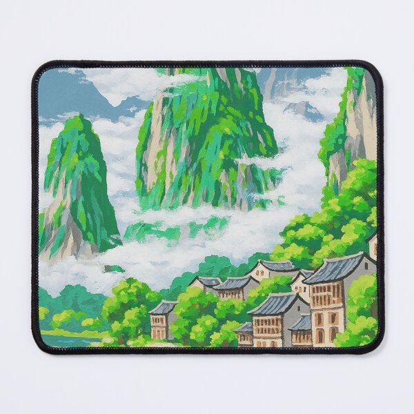 Item preview, Serenity in the Mountains – Chinese Village Scene designed and sold by HerSteps.