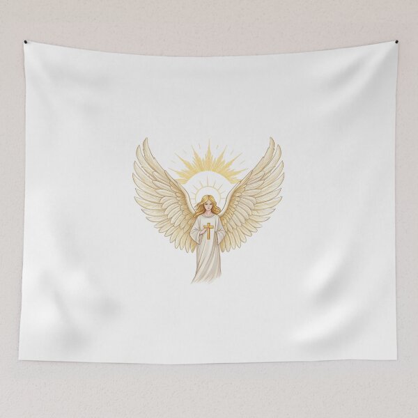 Item preview, Cross with radiant angel wings designed and sold by Lucky 777.