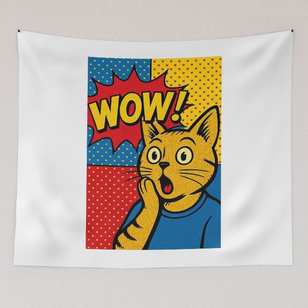 Item preview, WOW Cat – Pop Art Comic Surprised Cat Illustration designed and sold by Motif Store.