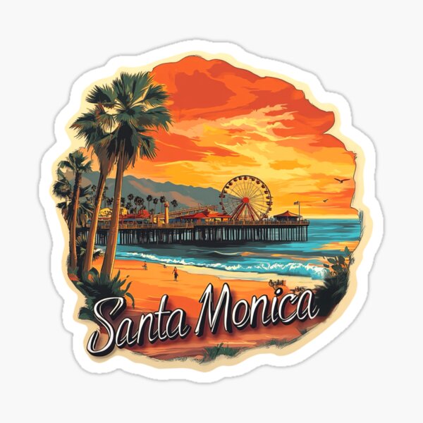Item preview, Santa Monica Beach - Pier, Palms & Sunshine designed and sold by FineArtsPro.