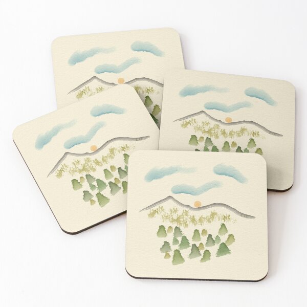 Item preview, Evergreen Valley Under a Setting Sun Minimalist Watercolor designed and sold by FairyOasis.
