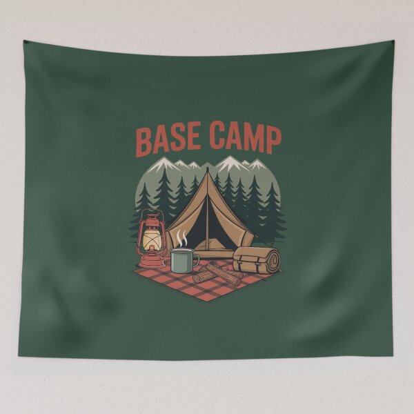 Item preview, Base Camp Tent Adventure | Retro Camping Scene with Lantern & Coffee Mug designed and sold by NoctaHike.
