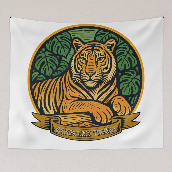 Item preview, Guardian of the Burmese Wild – Regal Tiger in Emerald Canopy designed and sold by ForeverPrintsOK.