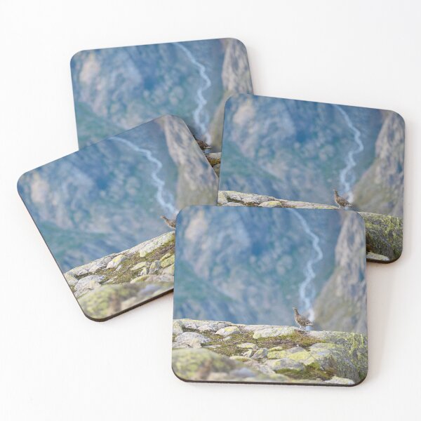 Item preview, Graceful Bird Strolling Along Stones with Majestic Mountain Backdrop designed and sold by TheNordicNature.