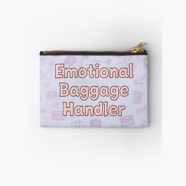 Item preview, Emotional Baggage Handler Zipper Pouch – Cute Mental Health Quote Bag, Funny Therapy Gift, Pastel Cosmetic Pouch, Self-Care Organizer designed and sold by MonochromeMagicShop.