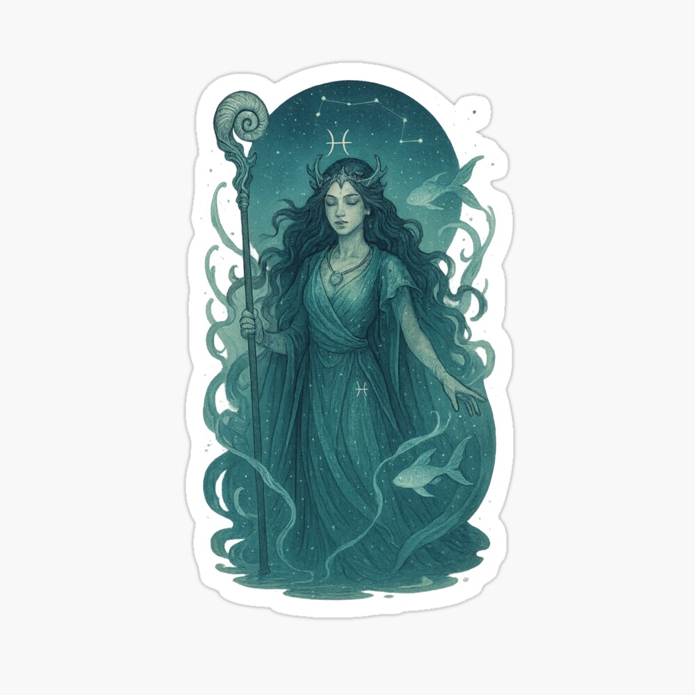 Pisces Divine Feminine Witchy Zodiac Sticker
