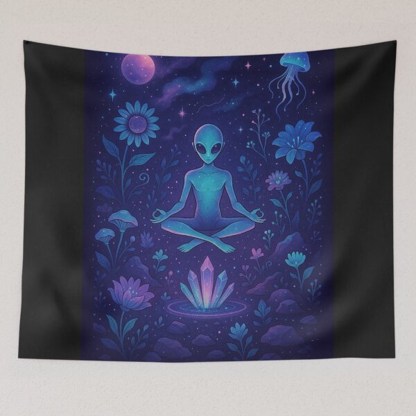 Item preview, Meditating Alien in Comic Garden designed and sold by Nature's Palette.