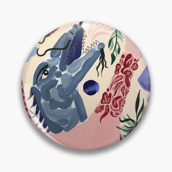 Item preview, Surreal blue crocodile with plants and mustache digital painting designed and sold by CecyLL.