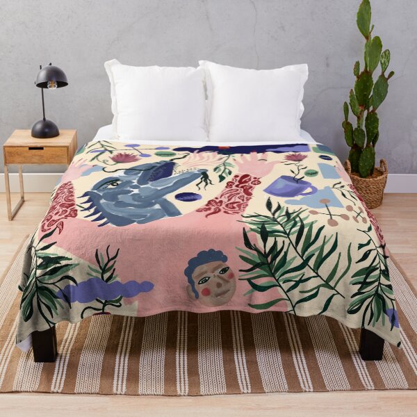 Item preview, Surreal blue crocodile with plants and mustache digital painting designed and sold by CecyLL.