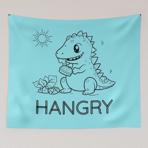 Item preview, Hangry Dinosaur - Black Print - Cute Funny Hungry Angry Animal  designed and sold by tumbleweedphoto.
