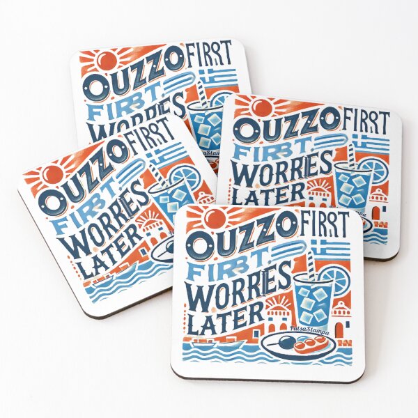 Item preview, Ouzo First, Worries Later – Greek Vibes Design designed and sold by FatsaStampa.