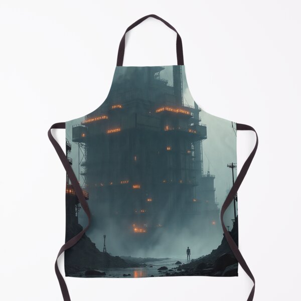 Item preview, Heavy Industrial Cyberpunk Cityscape - Neon Sumi-e Megastructure Art designed and sold by SynthArtGallery.
